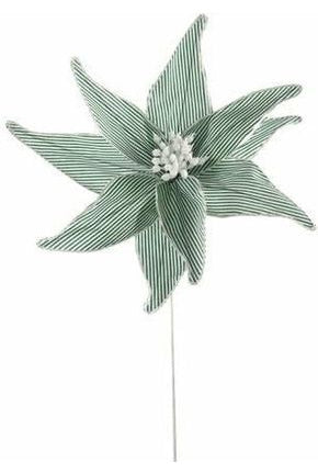 20" Canvas Striped Poinsettia: Dark Green - Michelle's aDOORable Creations - Sprays and Picks