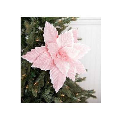 Shop For 20” Pink Sugared Poinsettia Stem at Michelle's aDOORable Creations