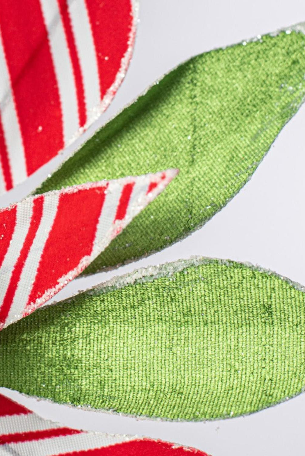 22" Stripe Poinsettia Stem: Red/Green