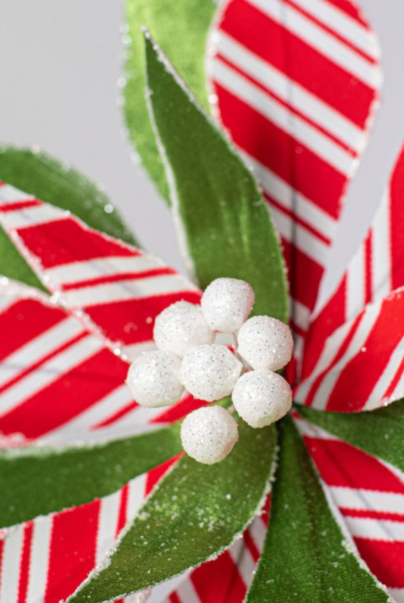 Shop For 22" Stripe Poinsettia Stem: Red/Green at Michelle's aDOORable Creations