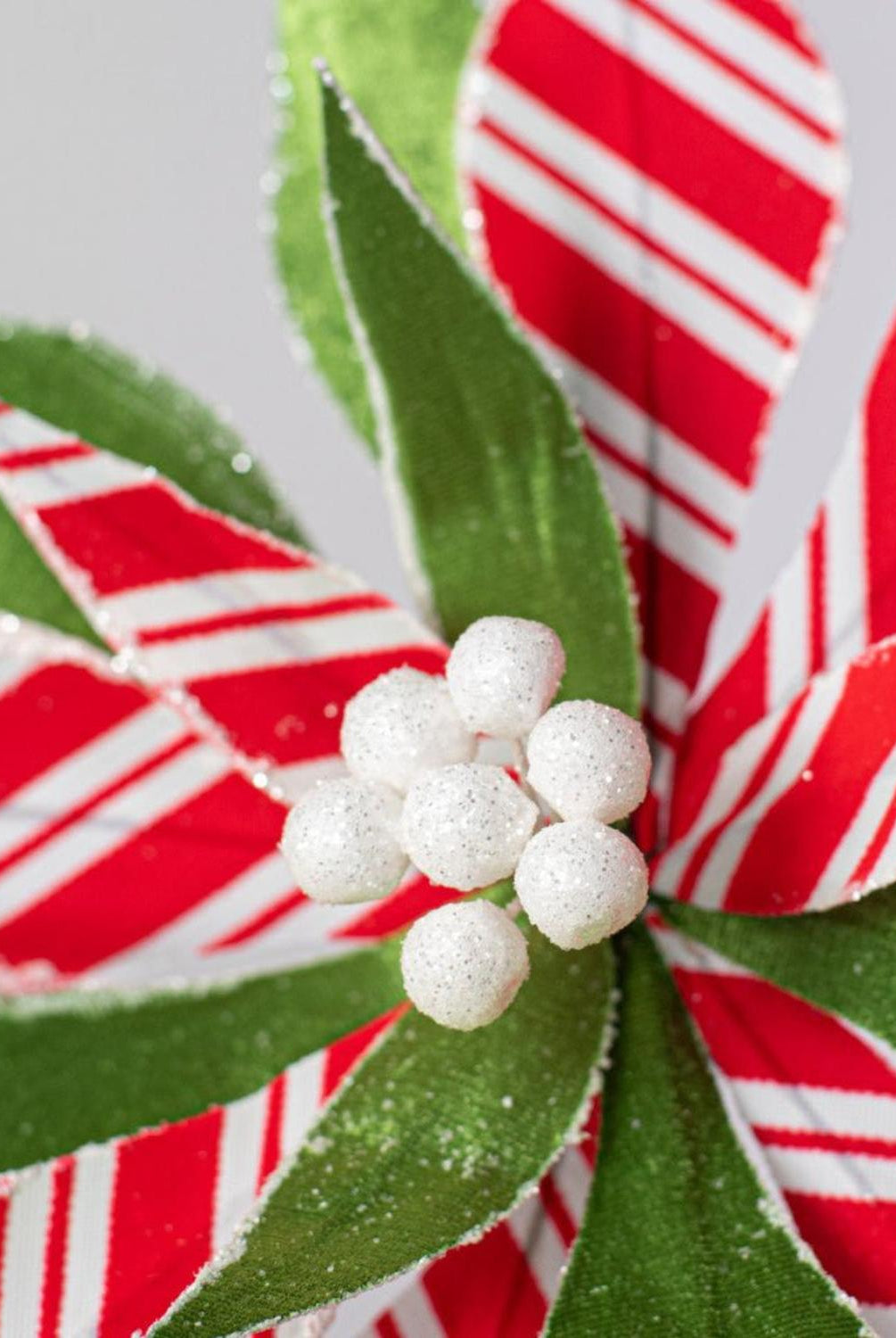 22" Stripe Poinsettia Stem: Red/Green