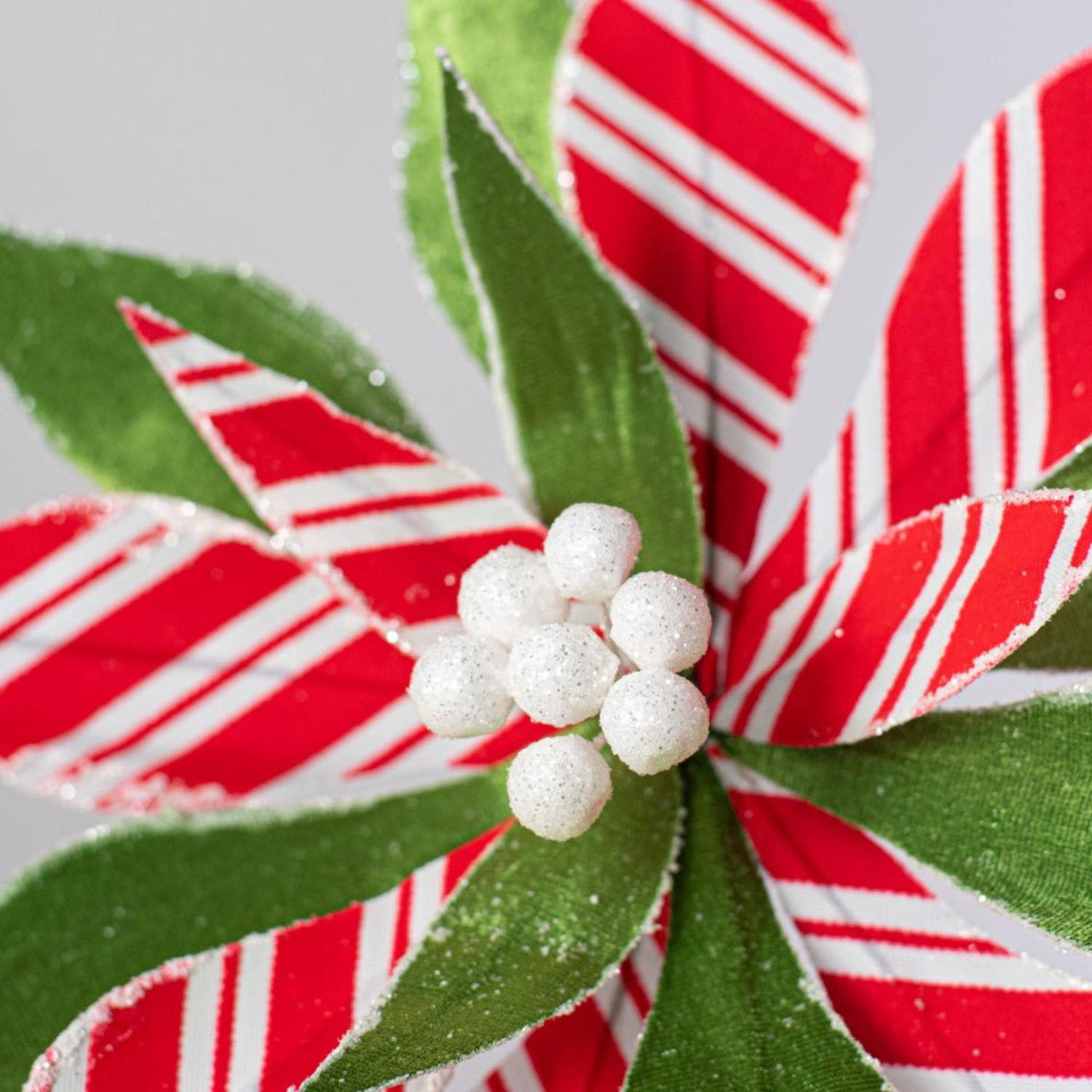 Shop For 22" Stripe Poinsettia Stem: Red/Green at Michelle's aDOORable Creations