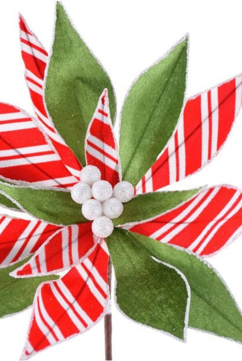 Shop For 22" Stripe Poinsettia Stem: Red/Green at Michelle's aDOORable Creations
