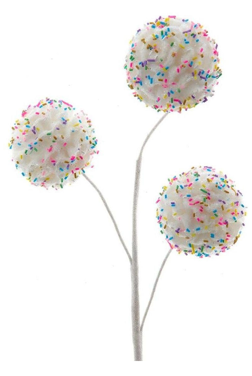 Shop For 22" White Frosted With Sprinkles Ball Pick at Michelle's aDOORable Creations