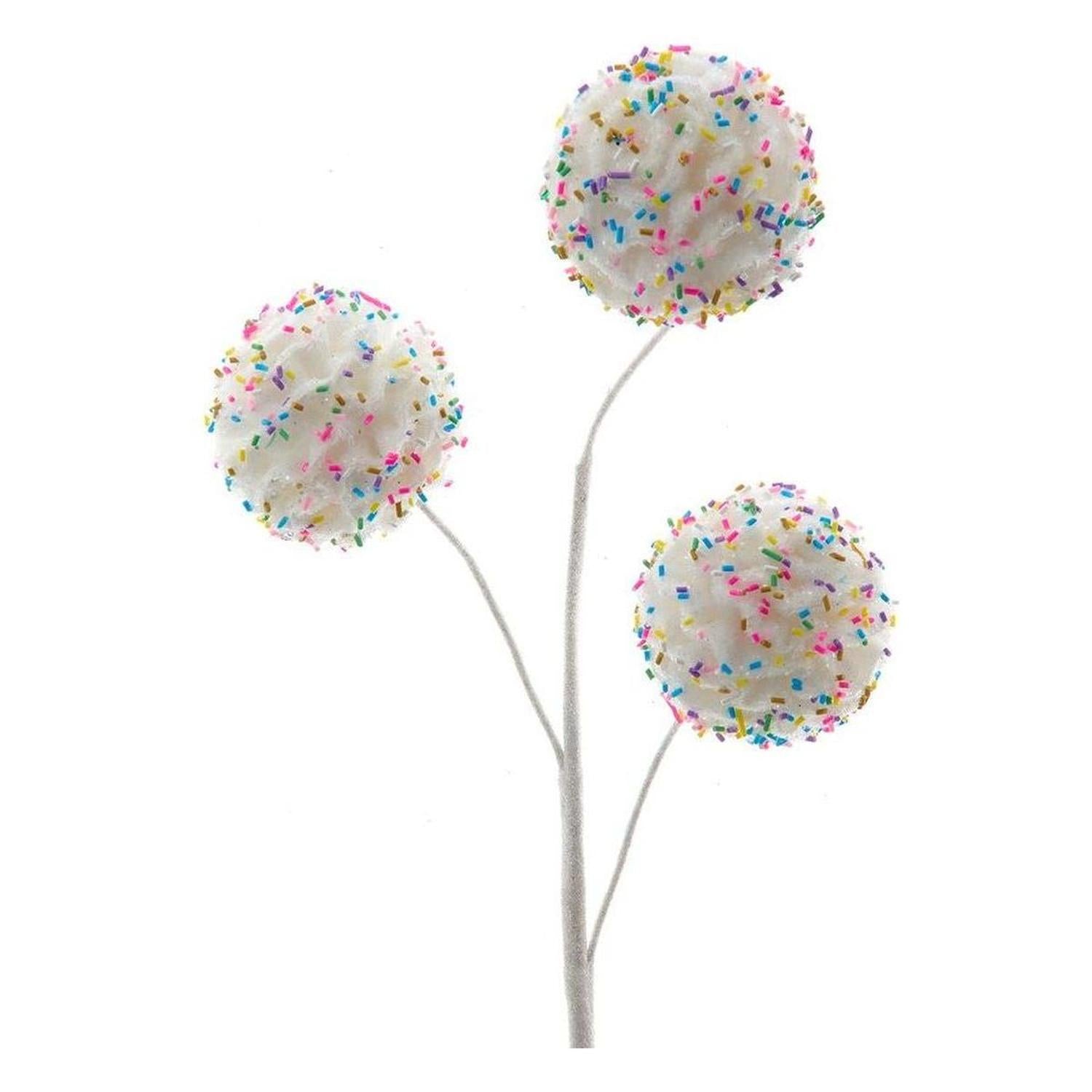 Shop For 22" White Frosted With Sprinkles Ball Pick at Michelle's aDOORable Creations