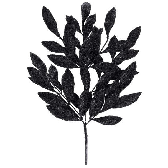 Shop For 23" Bay Leaf Glitter Spray: Black at Michelle's aDOORable Creations