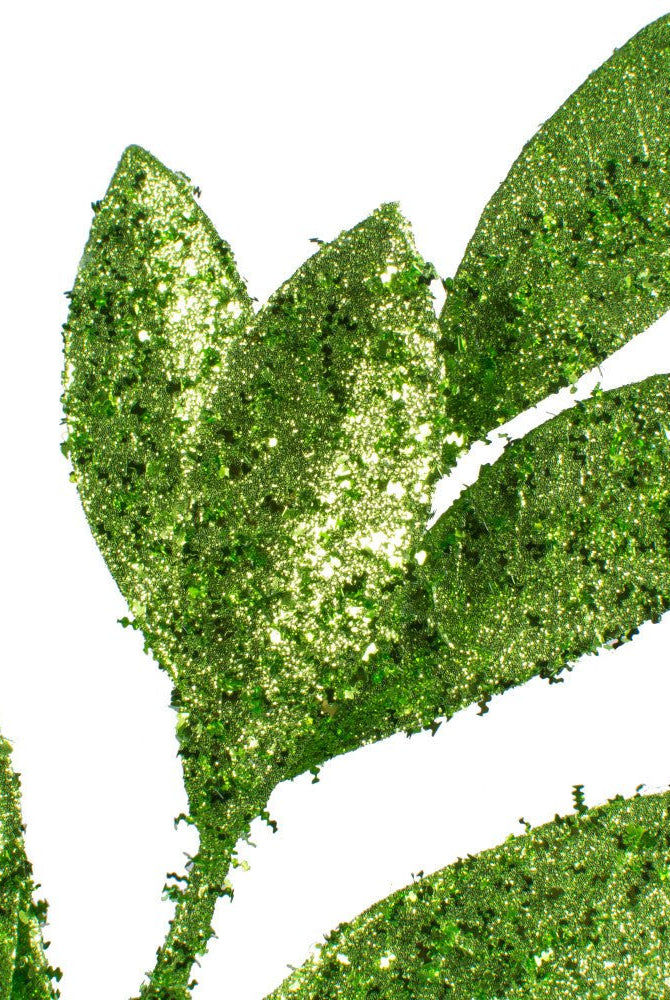 Shop For 23" Glitter Bay Leaf Spray: Lime Green at Michelle's aDOORable Creations