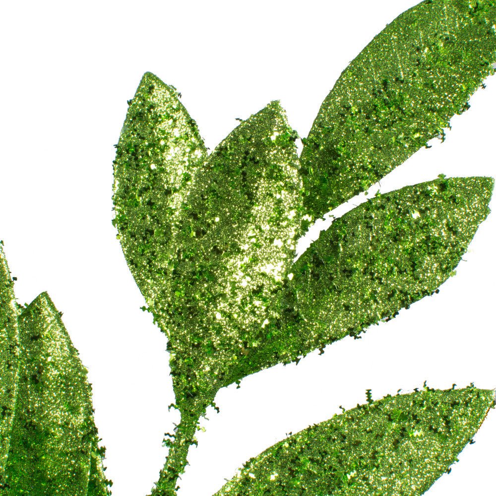 Shop For 23" Glitter Bay Leaf Spray: Lime Green at Michelle's aDOORable Creations