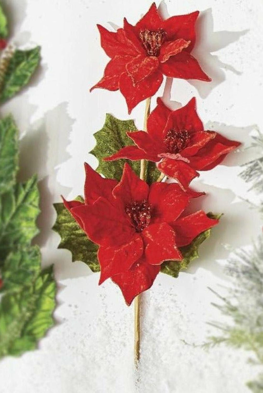 23" Triple Poinsettia Stem