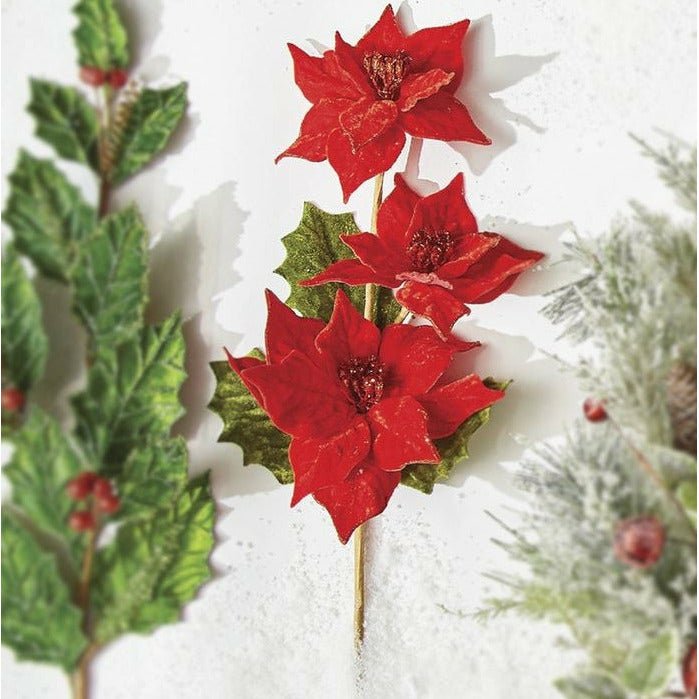 Shop For 23" Triple Poinsettia Stem at Michelle's aDOORable Creations
