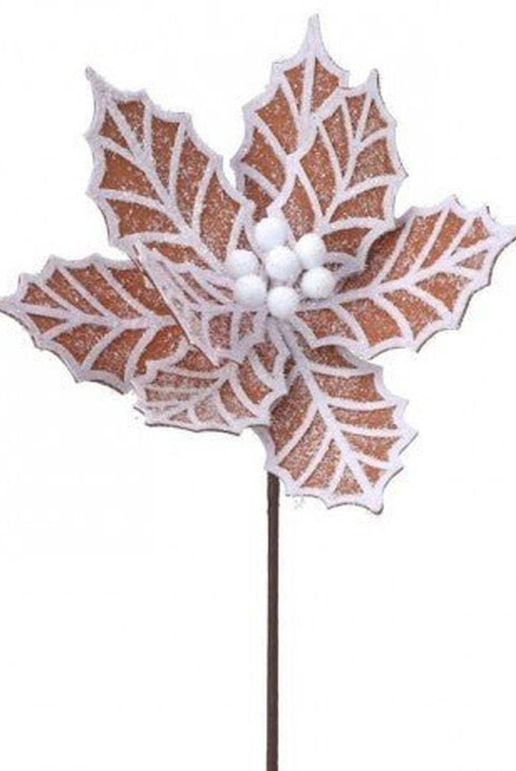 24” Gingerbread Poinsettia Stem