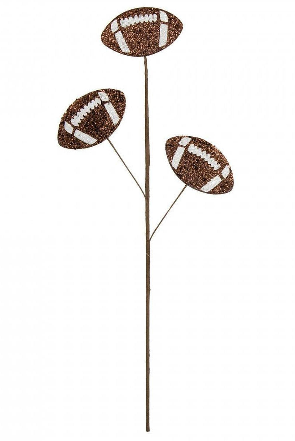 24" Glitter Football Floral Spray: Brown