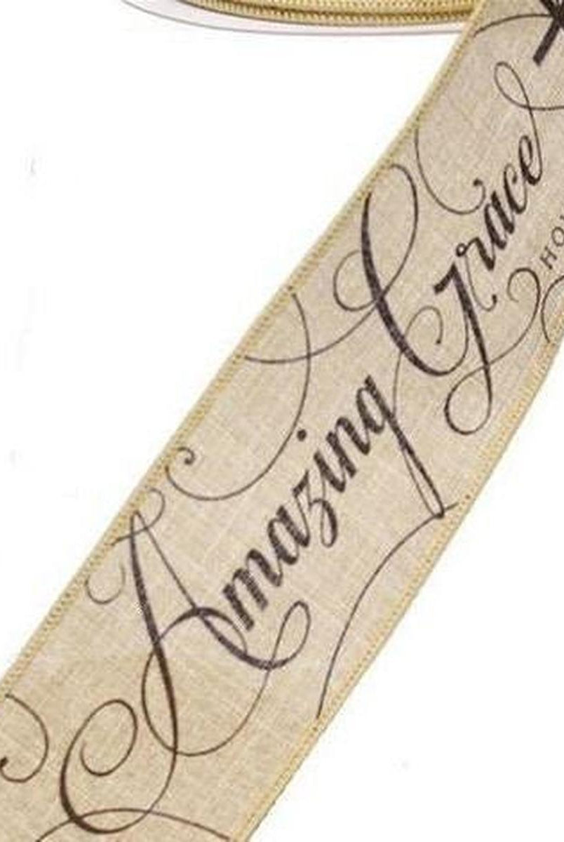 Shop For 2.5" Amazing Grace Ribbon: Beige & Black (10 Yards) at Michelle's aDOORable Creations