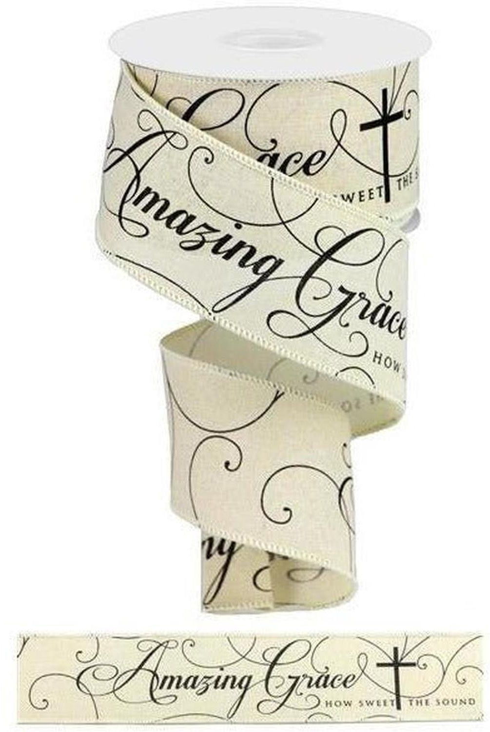 Shop For 2.5" Amazing Grace Ribbon: Cream & Black (10 Yards) at Michelle's aDOORable Creations