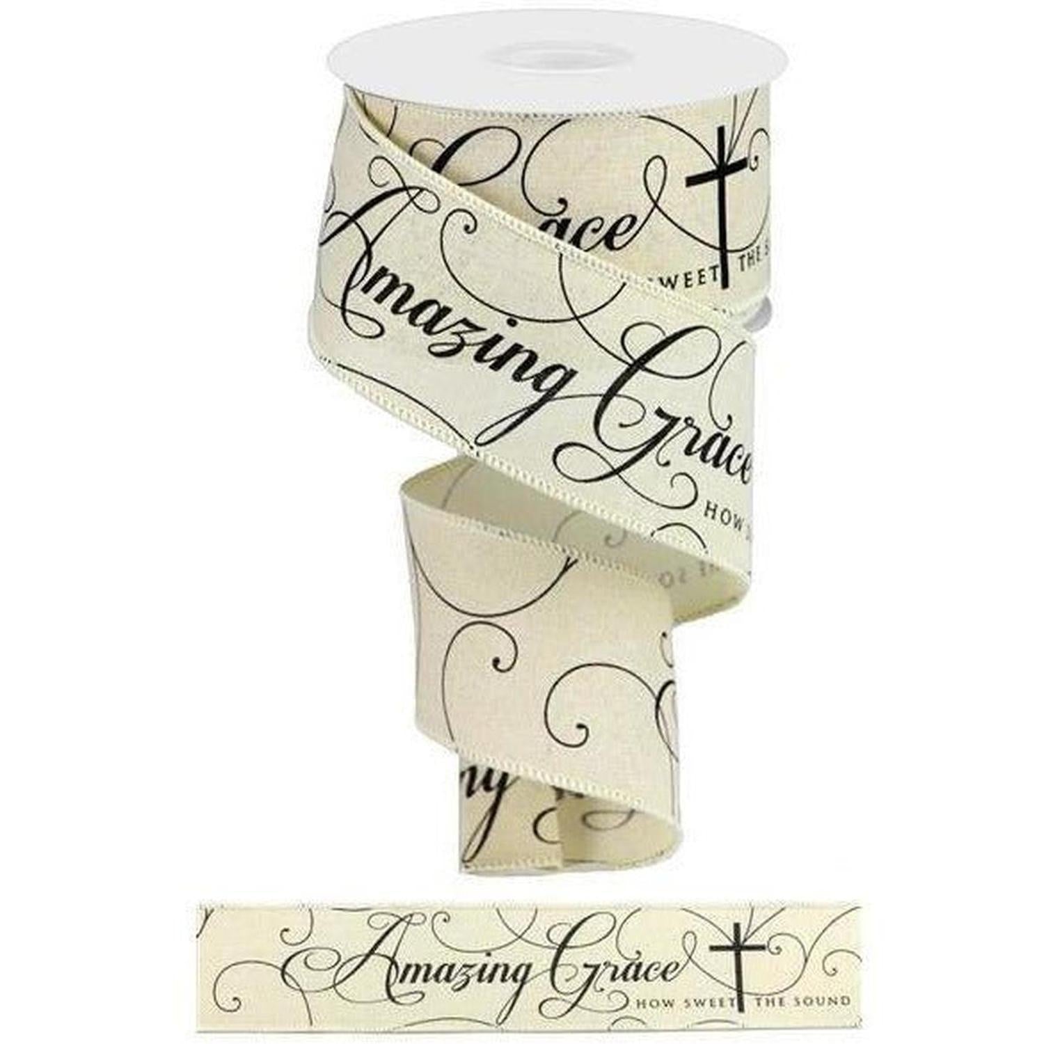 Shop For 2.5" Amazing Grace Ribbon: Cream & Black (10 Yards) at Michelle's aDOORable Creations