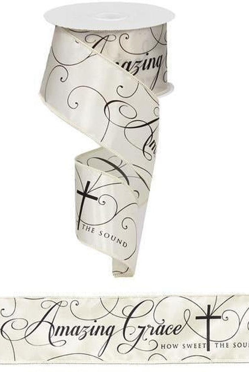 Shop For 2.5" Amazing Grace Ribbon: Ivory & Black (10 Yards) at Michelle's aDOORable Creations