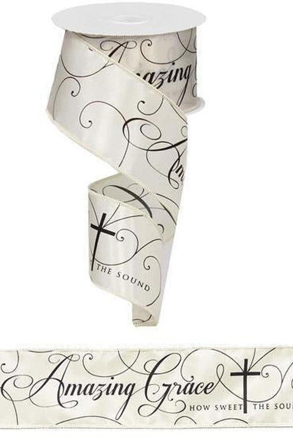 Shop For 2.5" Amazing Grace Ribbon: Ivory & Black (10 Yards) at Michelle's aDOORable Creations