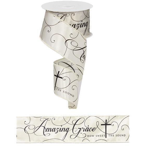 Shop For 2.5" Amazing Grace Ribbon: Ivory & Black (10 Yards) at Michelle's aDOORable Creations