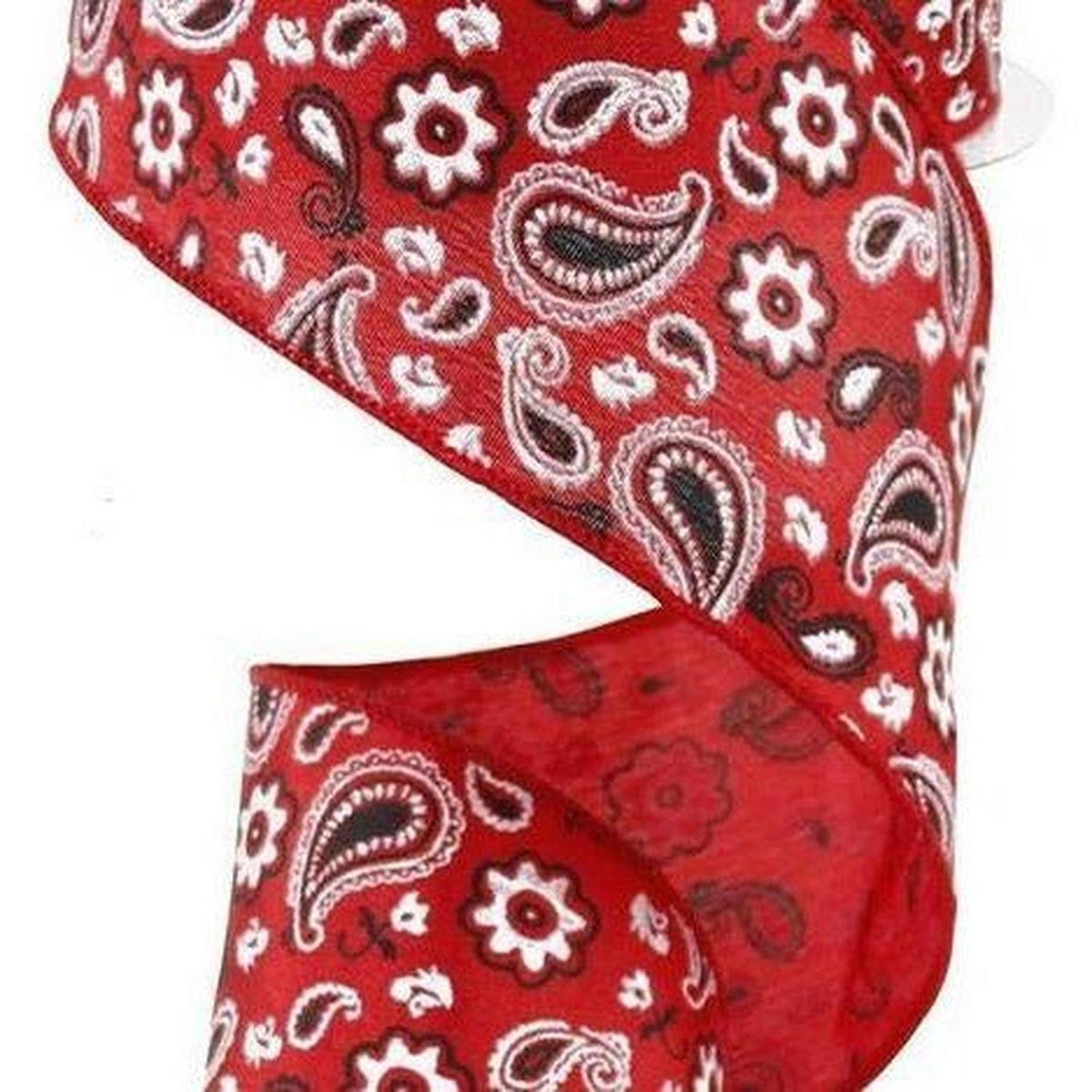 Shop For 2.5" Bandana Print Ribbon: Red (10 Yards) at Michelle's aDOORable Creations