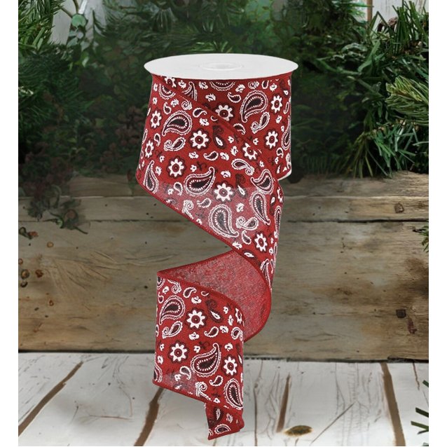 Shop For 2.5" Bandana Print Ribbon: Red (10 Yards) at Michelle's aDOORable Creations
