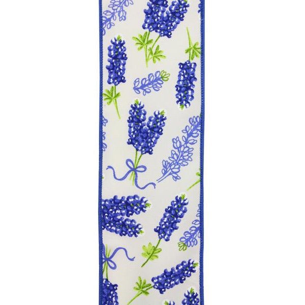 Shop For 2.5" Bluebonnets Pattern Ribbon: Ivory (10 Yards) at Michelle's aDOORable Creations