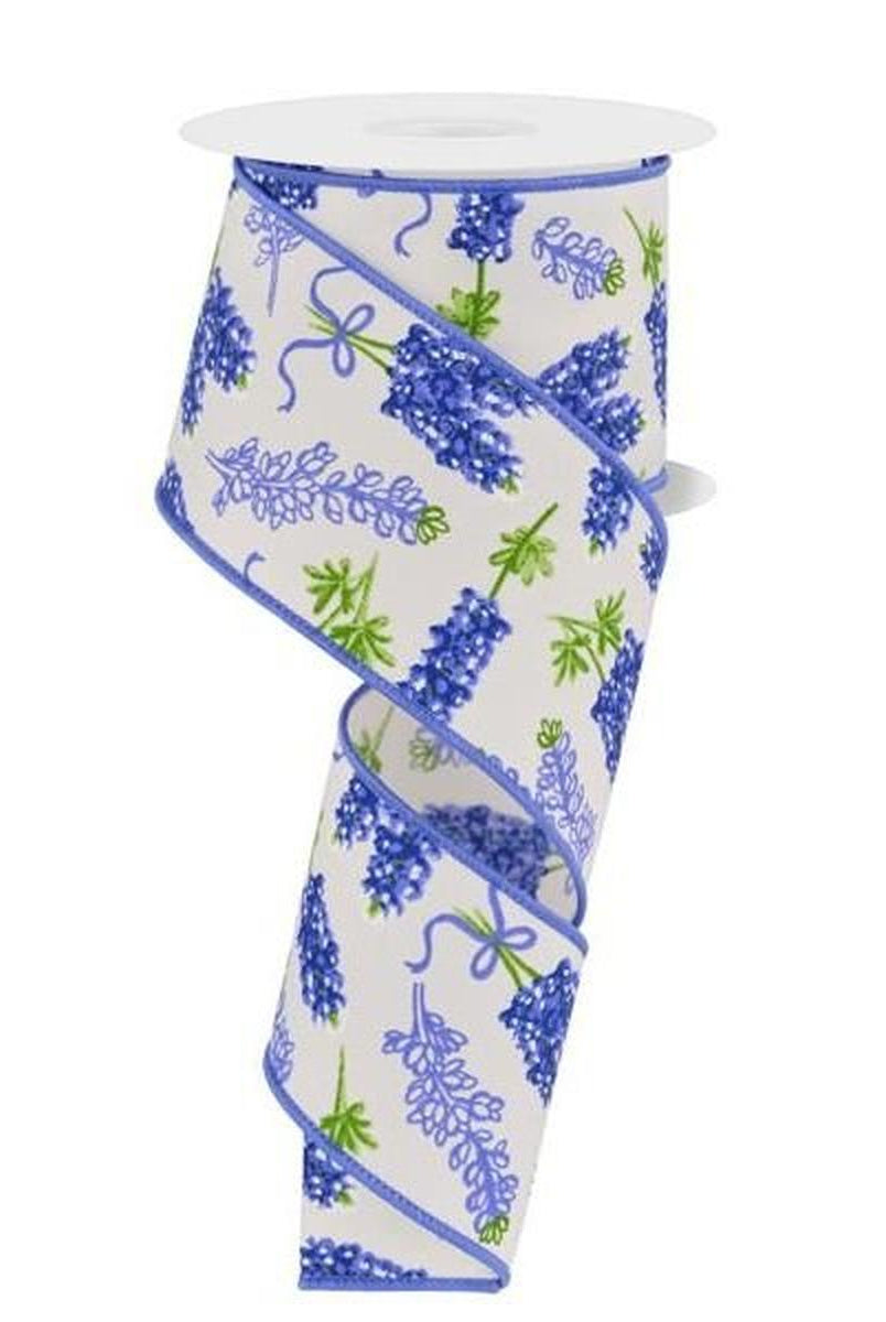 Shop For 2.5" Bluebonnets Pattern Ribbon: Ivory (10 Yards) at Michelle's aDOORable Creations
