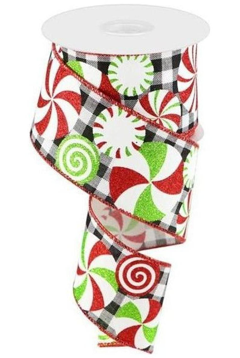 2.5" Bold Peppermint Gingham Ribbon: Black/White (10 Yards)