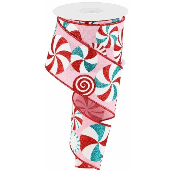 Shop For 2.5" Bold Peppermint Royal Ribbon: Pink/Red (10 Yards) at Michelle's aDOORable Creations