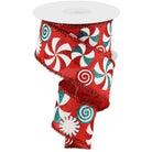 Shop For 2.5" Bold Peppermint Tinsel Ribbon: Red (10 Yards) at Michelle's aDOORable Creations