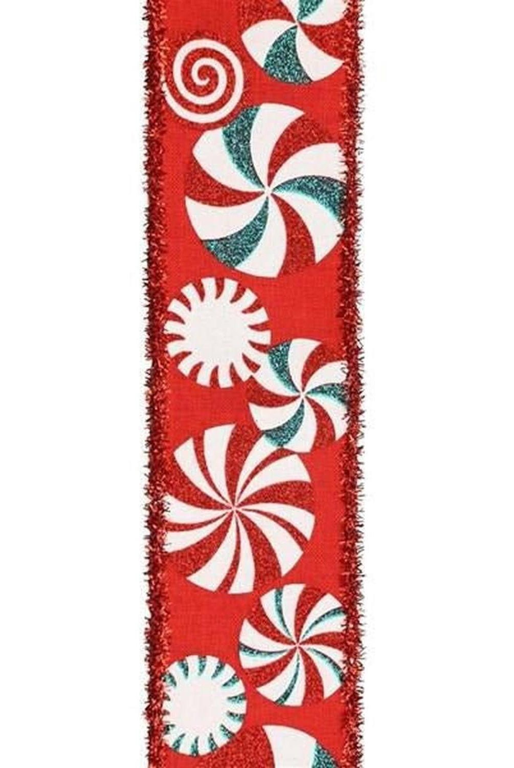 2.5" Bold Peppermint Tinsel Ribbon: Red (10 Yards)