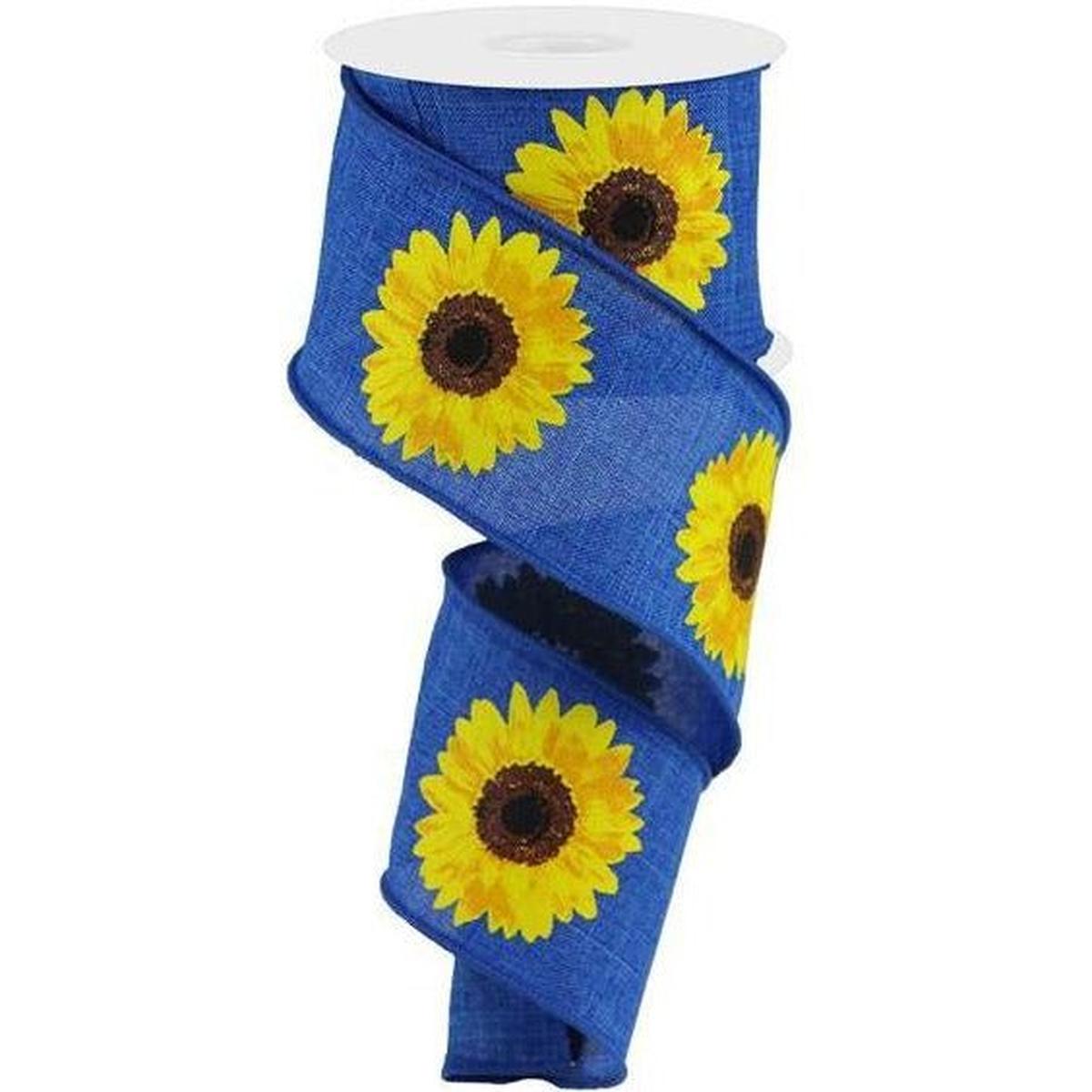 Shop For 2.5" Bold Sunflower Ribbon: Navy Blue (10 Yards) at Michelle's aDOORable Creations