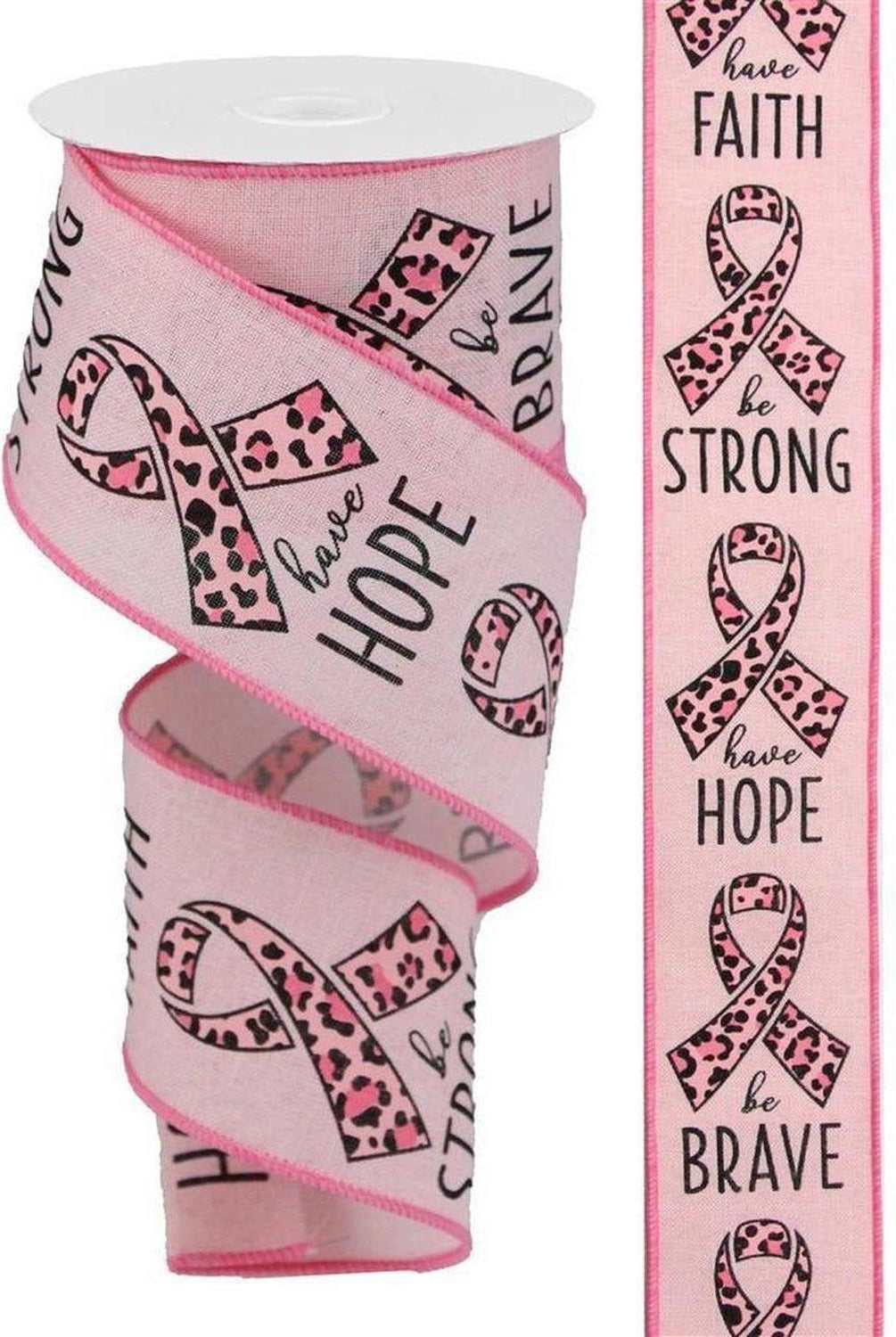 Shop For 2.5" Breast Cancer Leopard Ribbon: Pale Pink (10 Yards) at Michelle's aDOORable Creations