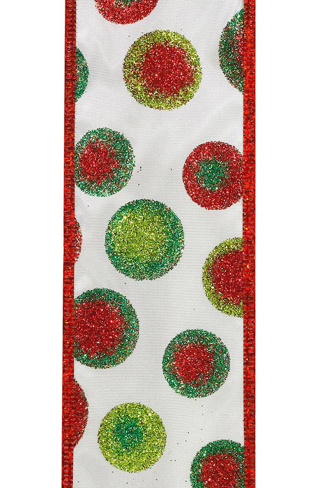Shop For 2.5" Bullseye Dots Glitz Ribbon: White (10 Yards) at Michelle's aDOORable Creations