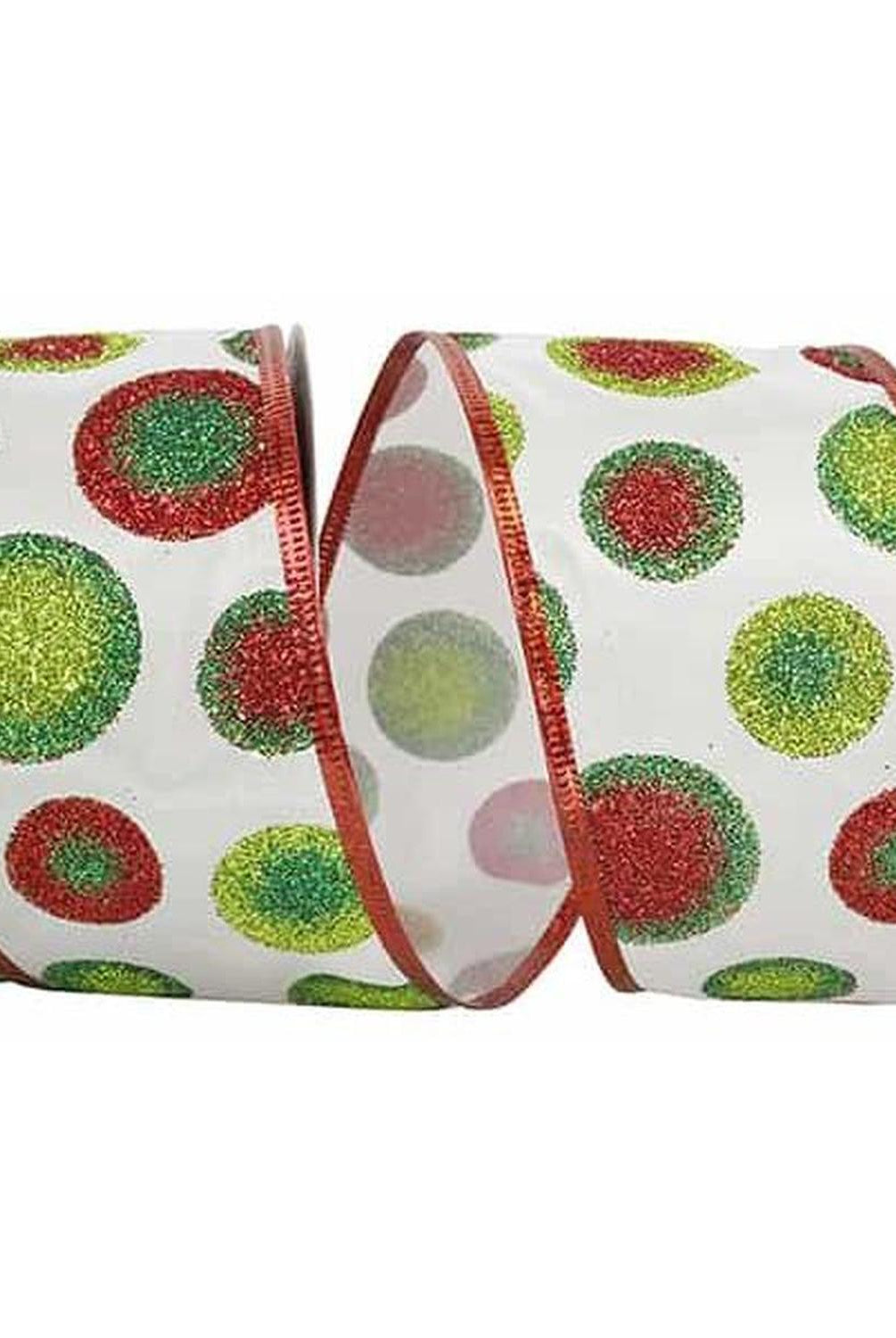 2.5" Bullseye Dots Glitz Ribbon: White (10 Yards)