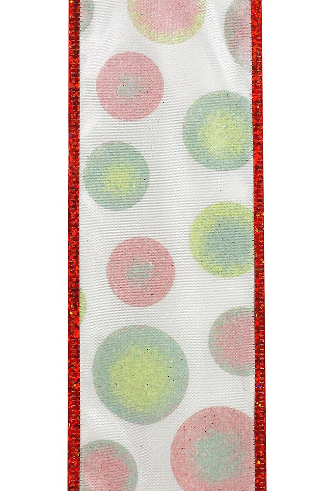 Shop For 2.5" Bullseye Dots Glitz Ribbon: White (10 Yards) at Michelle's aDOORable Creations