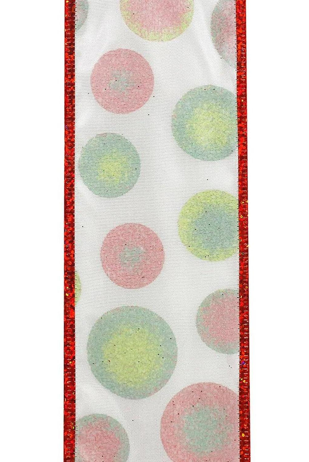 2.5" Bullseye Dots Glitz Ribbon: White (10 Yards)