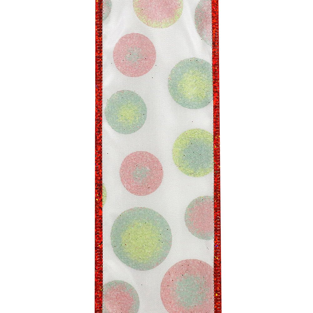Shop For 2.5" Bullseye Dots Glitz Ribbon: White (10 Yards) at Michelle's aDOORable Creations