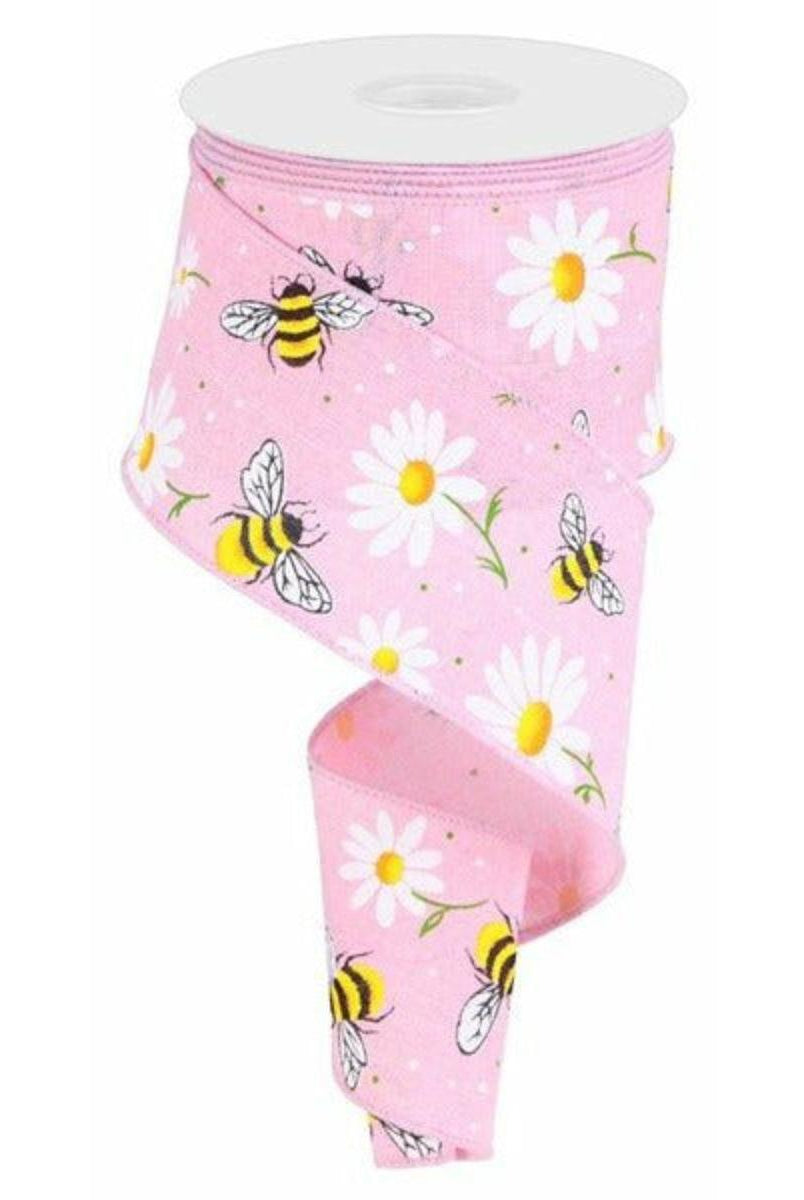 Shop For 2.5" Bumble Bee Daisy Ribbon: Light Pink (10 Yards) at Michelle's aDOORable Creations