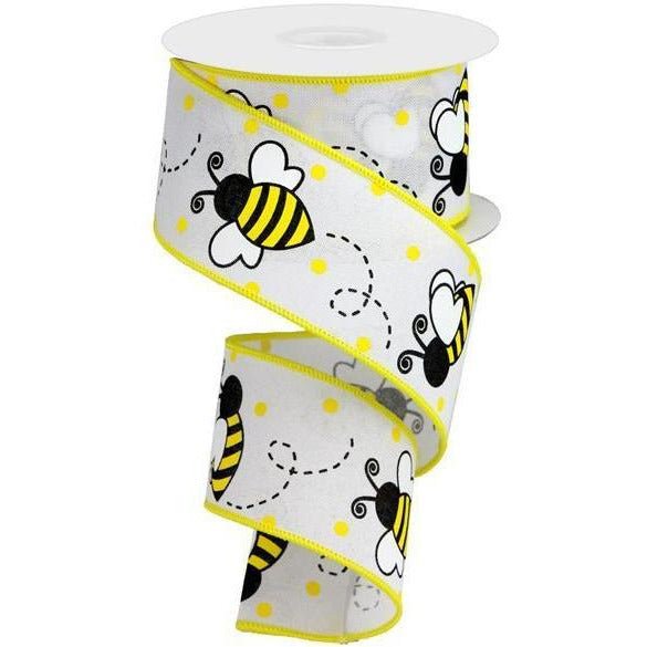 Shop For 2.5" Bumblebee Royal Ribbon: White (10 Yards) at Michelle's aDOORable Creations