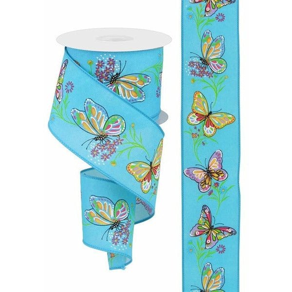 Shop For 2.5" Butterfly Branch Ribbon: Blue (10 Yards) at Michelle's aDOORable Creations