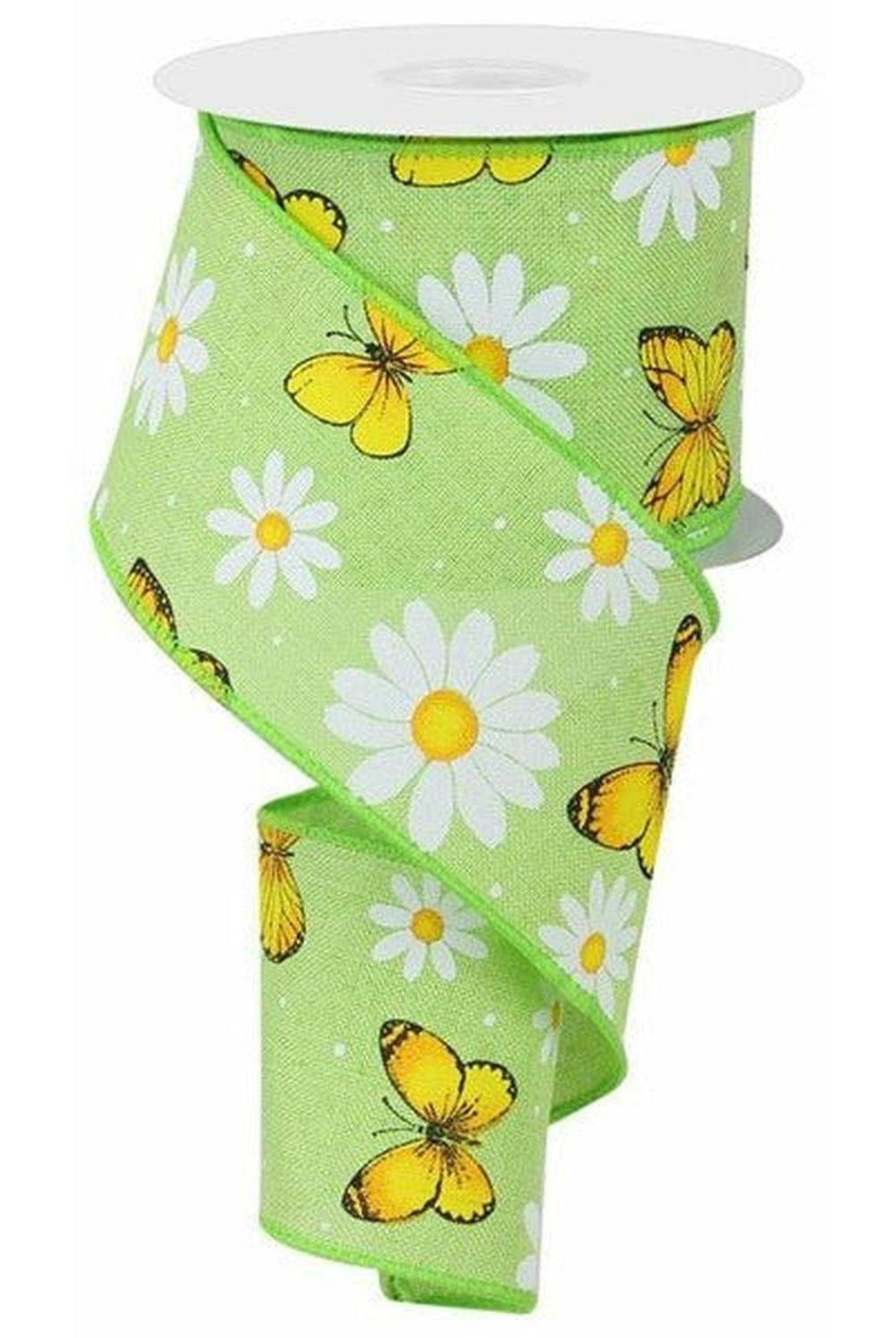 Shop For 2.5" Butterfly Daisy on Royal Ribbon: Bright Green (10 Yards) at Michelle's aDOORable Creations