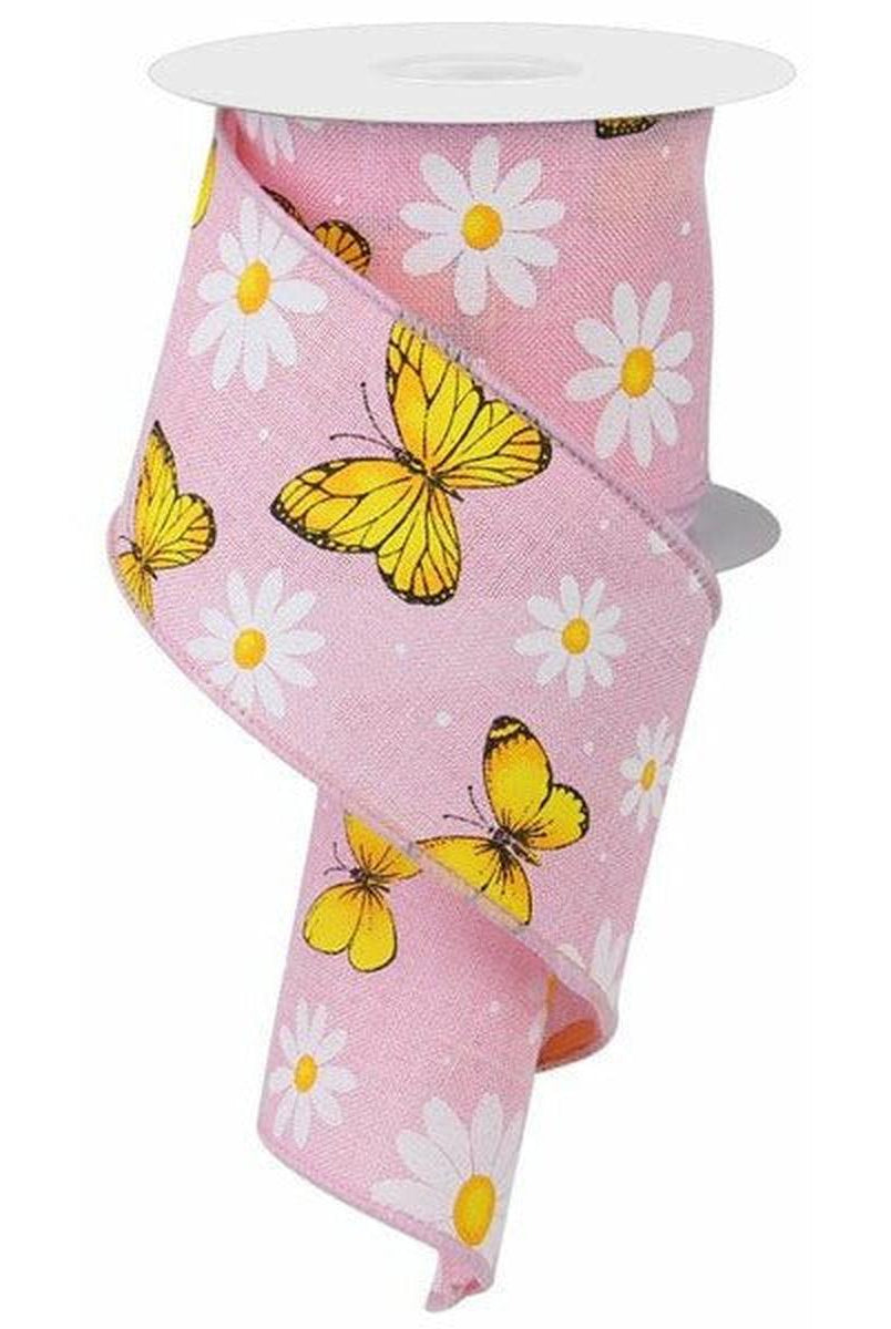 Shop For 2.5" Butterfly Daisy on Royal Ribbon: Light Pink (10 Yards) at Michelle's aDOORable Creations