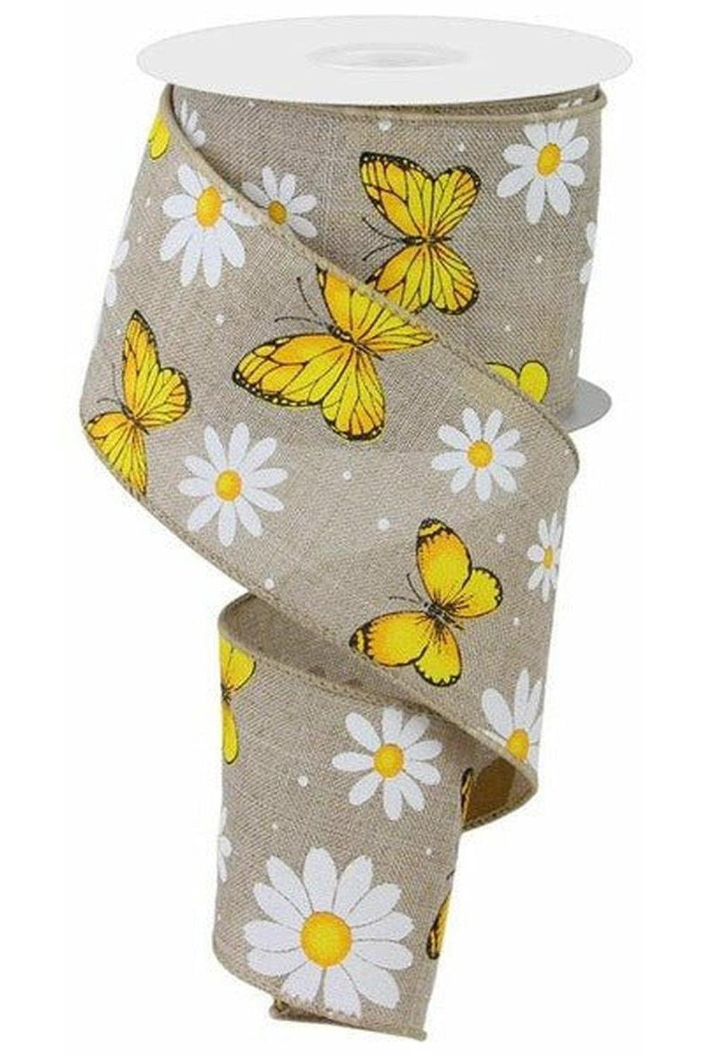 Shop For 2.5" Butterfly Daisy on Royal Ribbon: Natural (10 Yards) at Michelle's aDOORable Creations