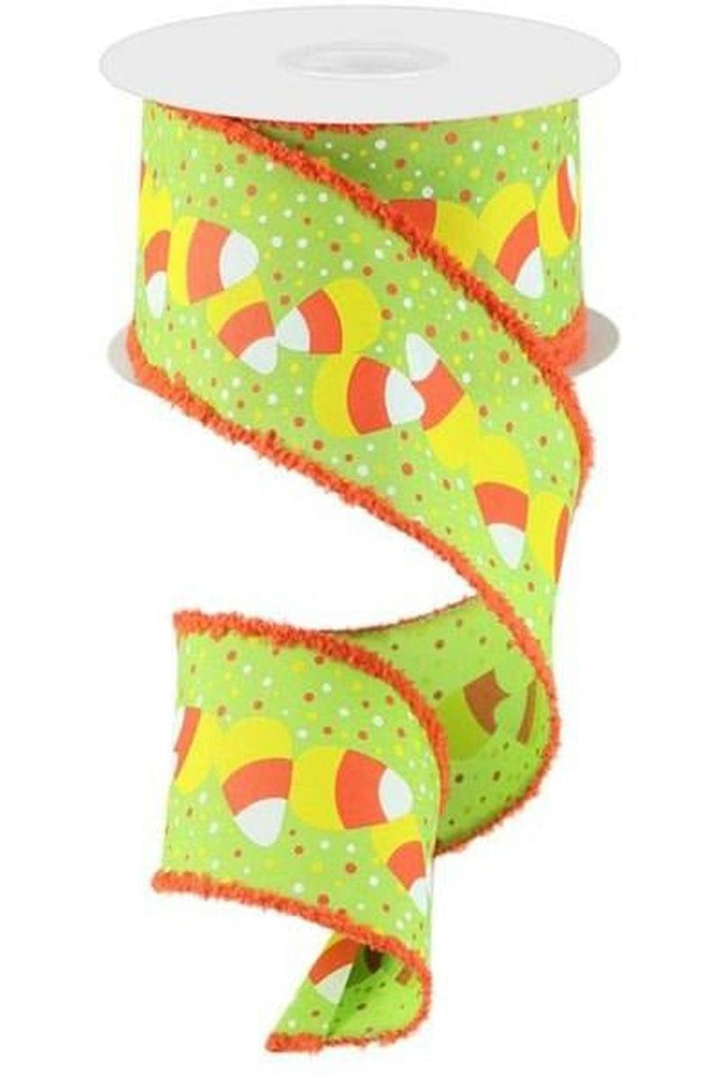 Shop For 2.5" Candy Corn Drift Edge Ribbon: Lime (10 Yards) at Michelle's aDOORable Creations