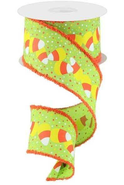 Shop For 2.5" Candy Corn Drift Edge Ribbon: Lime (10 Yards) at Michelle's aDOORable Creations