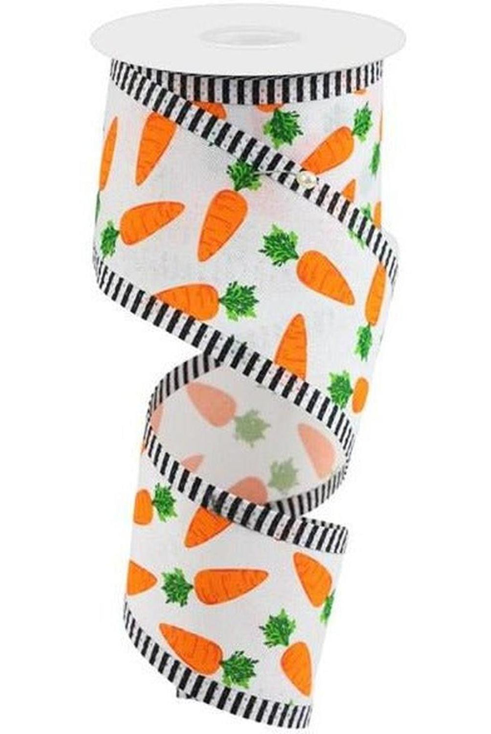 Shop For 2.5" Carrots Thin Stripe Ribbon: White (10 Yards) at Michelle's aDOORable Creations