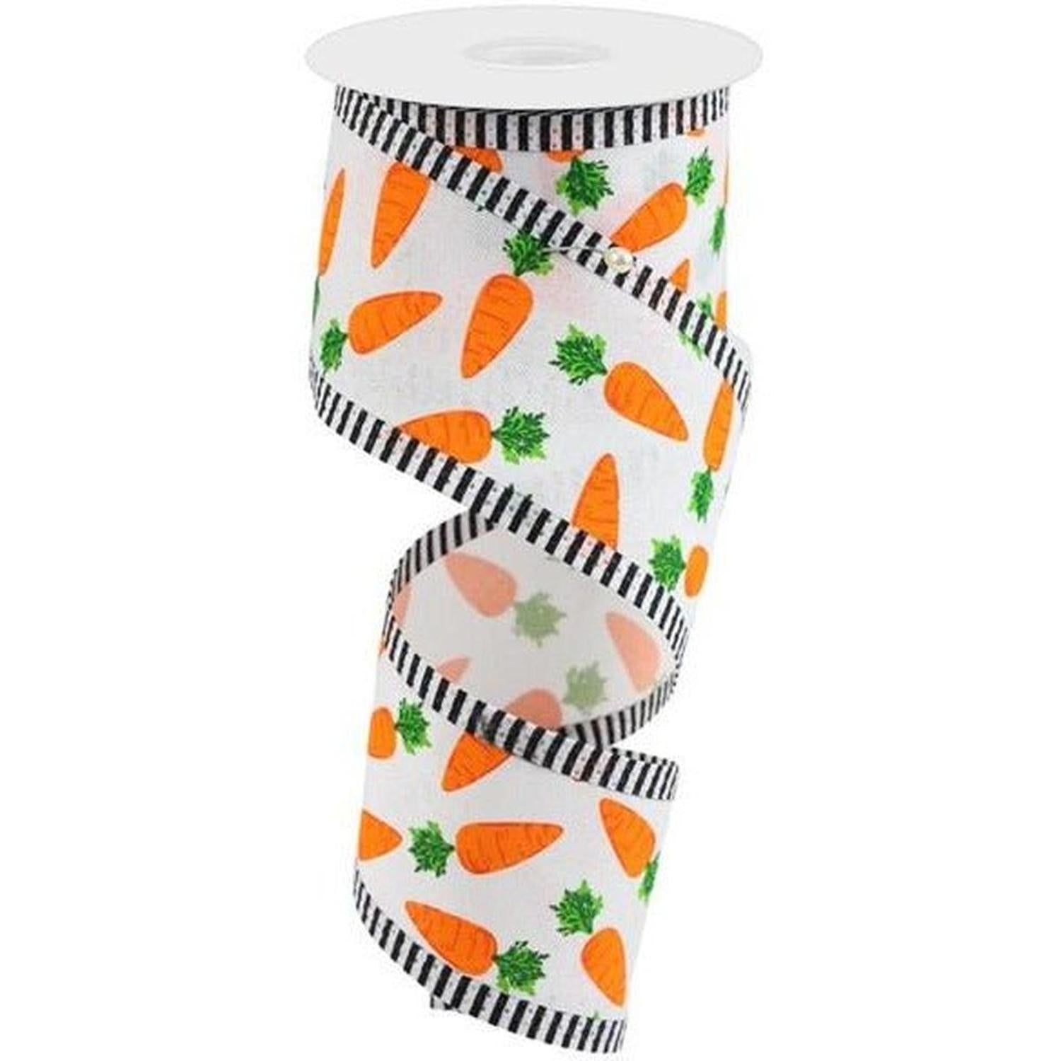 Shop For 2.5" Carrots Thin Stripe Ribbon: White (10 Yards) at Michelle's aDOORable Creations