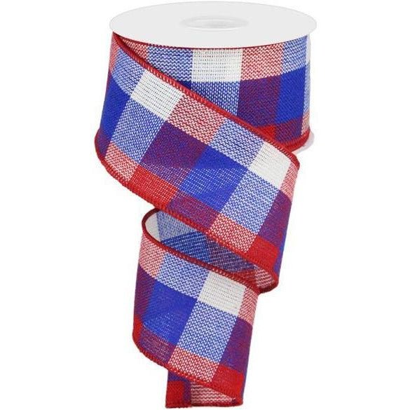 Shop For 2.5" Check Plaid Ribbon: Patriotic (10 Yards) at Michelle's aDOORable Creations