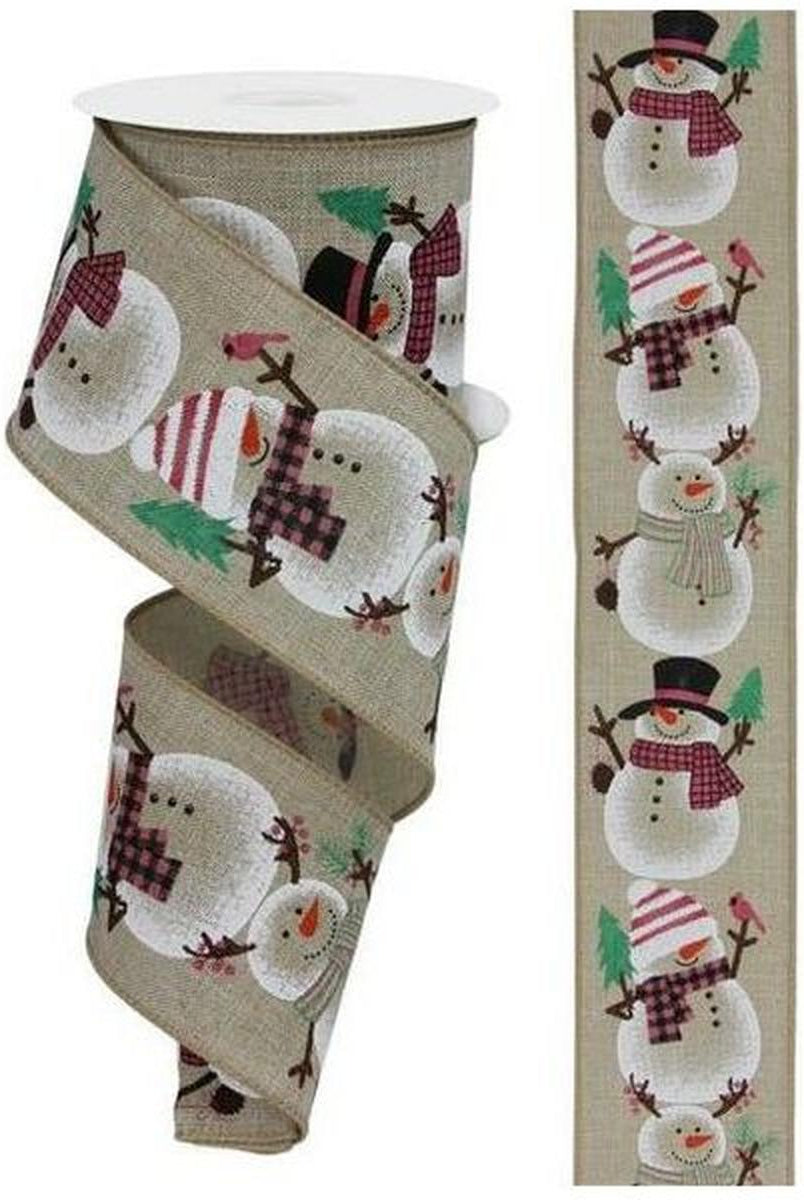 Shop For 2.5" Chubby Snowman Ribbon: Natural (10 Yards) at Michelle's aDOORable Creations