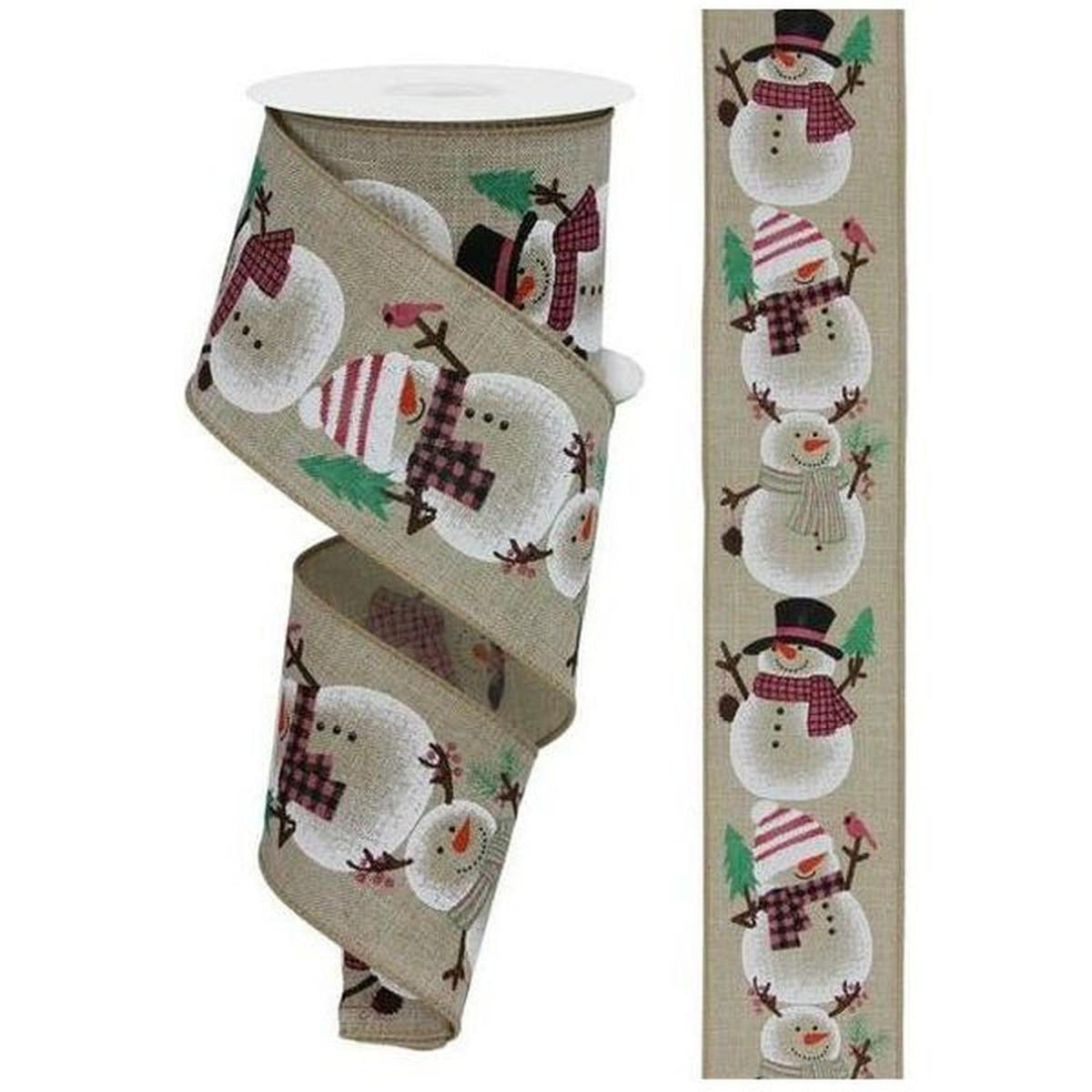Shop For 2.5" Chubby Snowman Ribbon: Natural (10 Yards) at Michelle's aDOORable Creations